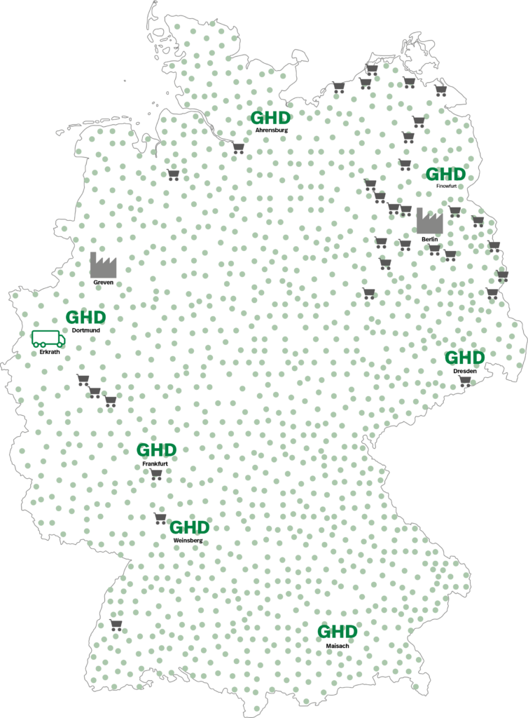 Deutschlandkarte mit GHD Standorten